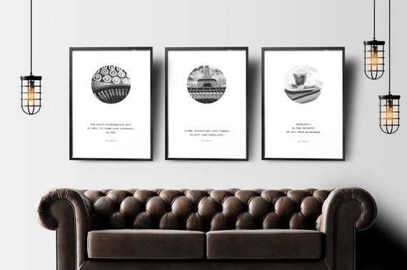 Coco Chanel Poster Set Coco Chanel Set Of 3 Print Coco Etsy