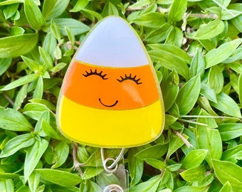 Cute Candy Corn Badge Reel, Halloween Badge Reel, Fun Halloween Badge Reel, Badge for Nurses, Cute Halloween Lanyard, Fun Teacher Lanyard