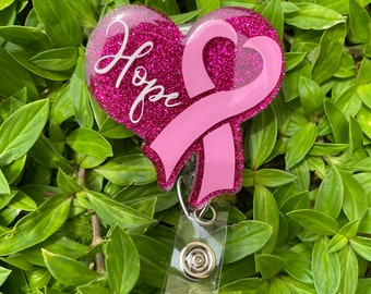 Breast Cancer Awareness Badge Reel, Breast Cancer Lanyard, Breast Cancer Awareness Fundraiser, Hope Heart Badge Reel/ Lanyard
