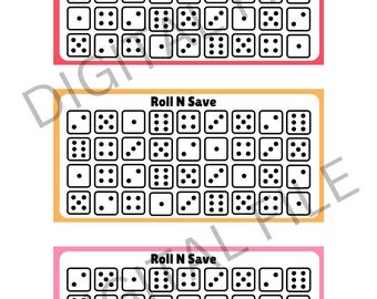Roll and Save Savings Challenge, Instant Download Savings Challenge, A6 6"x3" Savings Challenge, Kids Savings Challenge, A6 Money Challenge