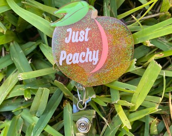 Just Peachy Badge Reel, Summer Badge Reel, Cute Nurse Badge Reel, Retractable Badge Reel, Cute Summer Badge Reel