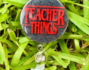 Teacher Things Badge Reel, Teacher Things Lanyard, Cute Teacher Badge Reel, Teacher Gift Idea,