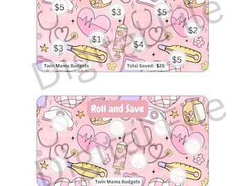 Nurse Savings Challenge Tracker, Roll and Save, Digital Download
