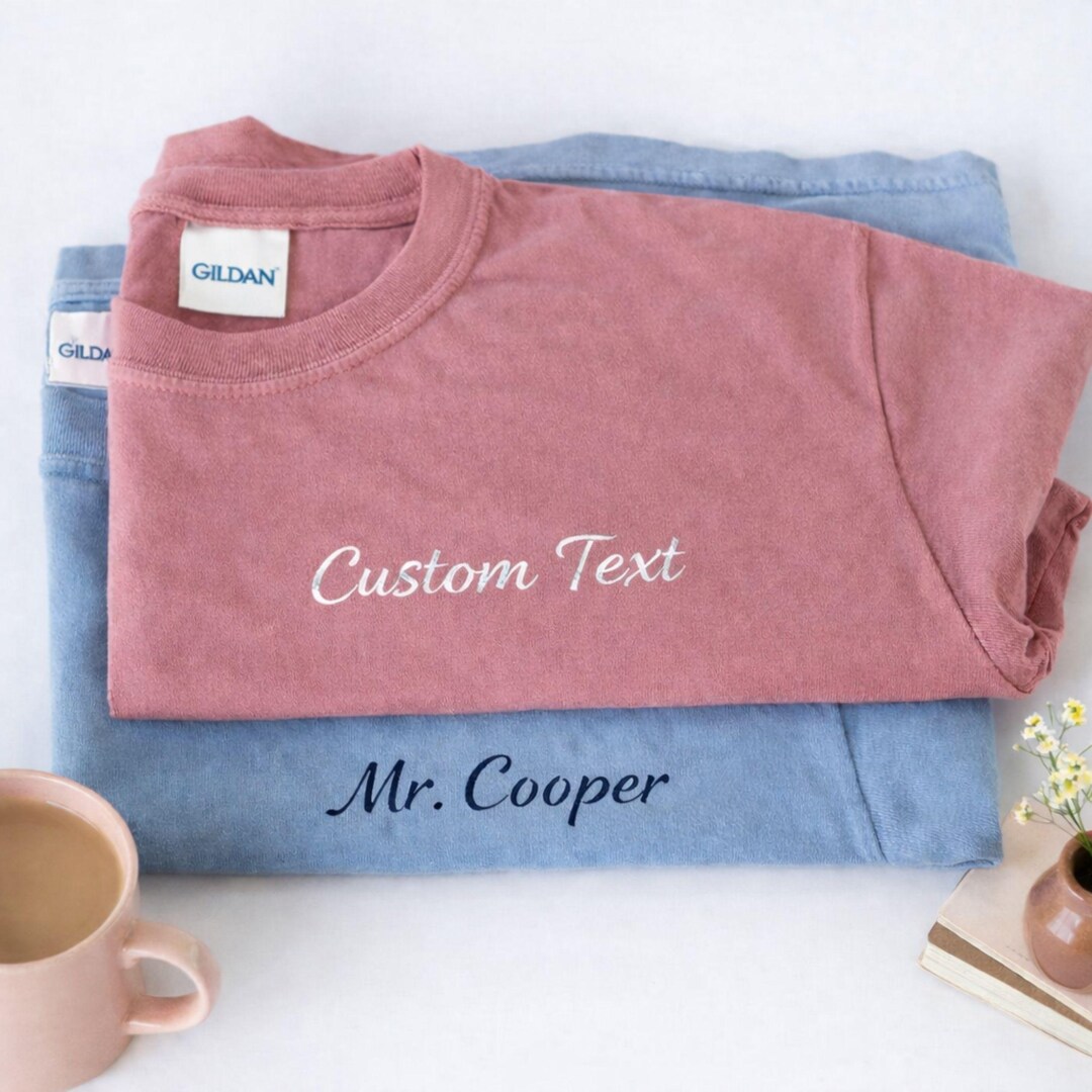 Custom Embroidered Tees, Personalized Minimalistic Your Text Shirt ...