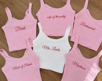 Personalized Embroidered Bride Tank Top, Custom Embroidery Crop Tank Tops, Future Mrs Bride Gift, Bachelorette Gifts, TNK14