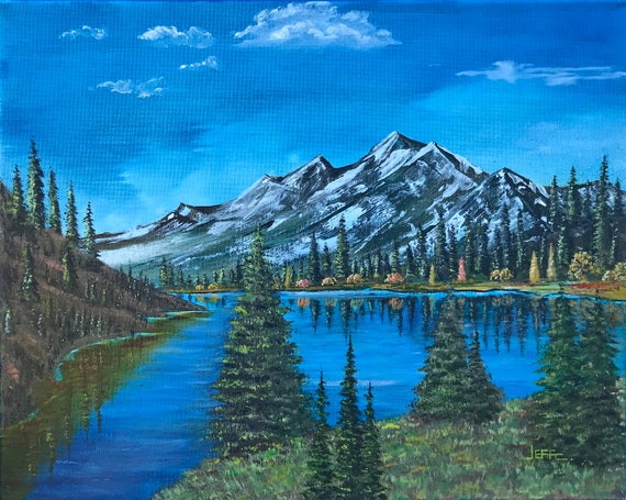 Original Oil Painting Mountain and Lake Painting, Nature Oil Painting,  Landscape Oil Painting 