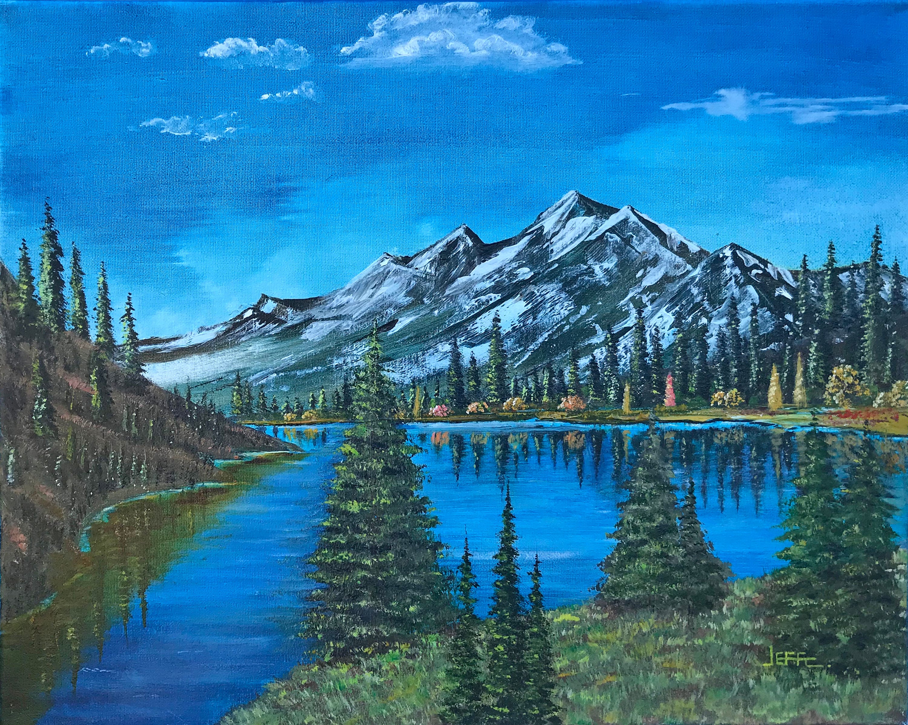 Original Oil Painting Mountain and Lake Painting Nature Oil Painting Landscape Oil Painting