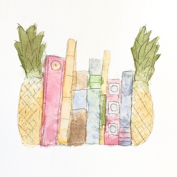 Pineapple Bookends Watercolor Printable