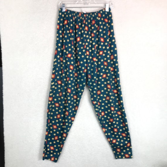 Vintage 80s 3 Piece Pajama Set Womens Small Green… - image 9