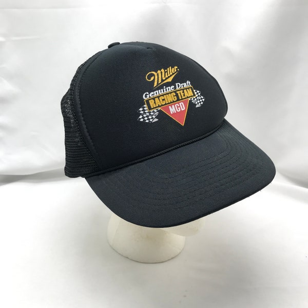 Vintage Miller Genuine Draft Race Team Snapback Trucker Hat Mesh Cap MGD