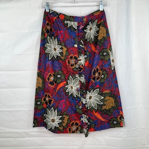 Vintage 80s Sanibel Sport long skirt Size 10 Floral A-Line Cotton Made In USA