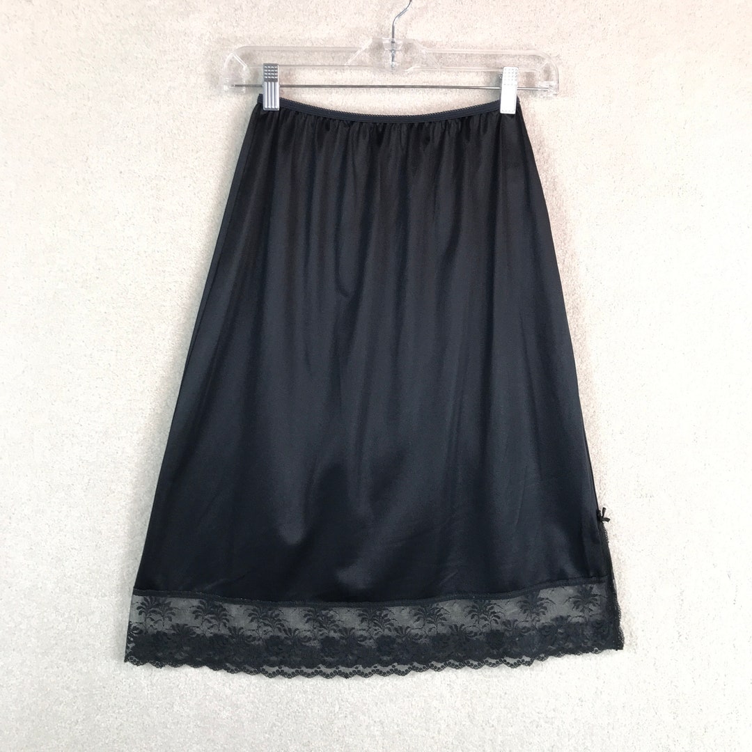 Vintage Vassarette Half Slip Medium Black Lace Side Slit USA Etsy