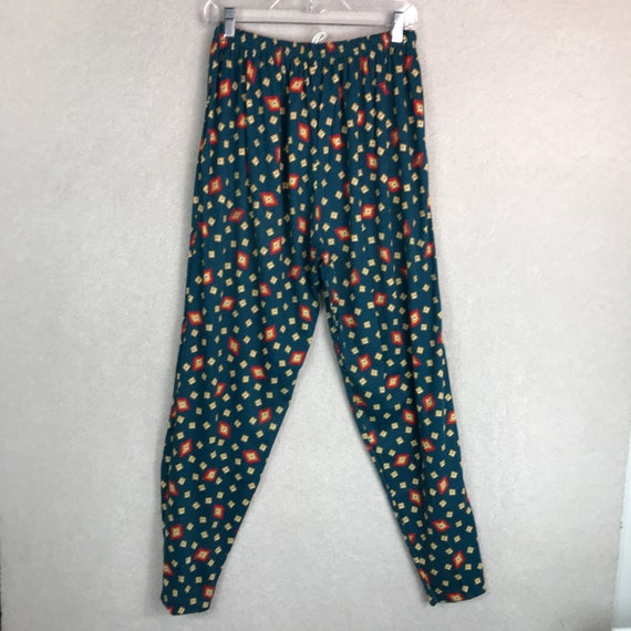 Vintage 80s 3 Piece Pajama Set Womens Small Green… - image 10