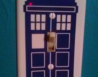 TARDIS-inspired light switch plate