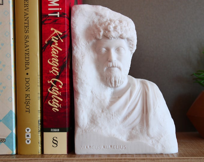 Featured listing image: Marcus Aurelius Bust | Stoic Philosophy | Marcus Aurelius Statue Bookend