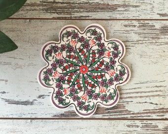 Traditional Turkish Tile Trivet 7",Ceramic Trivet,Hot Pad,Pot Holder,Home and Kitchen Decor