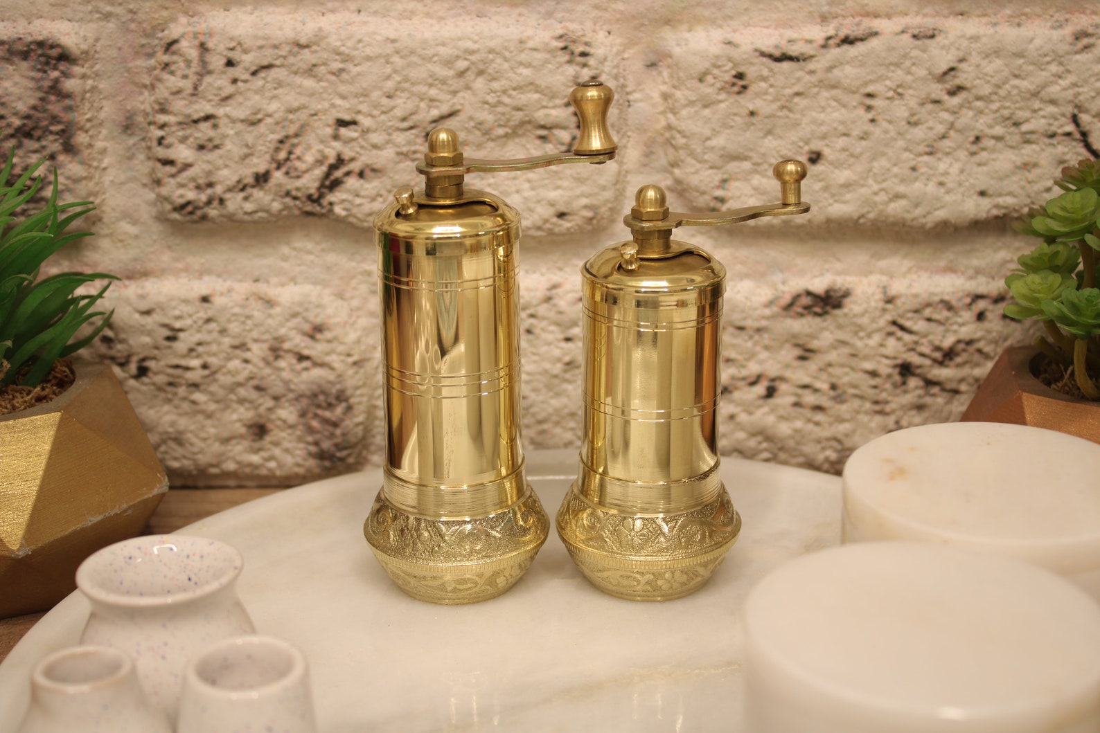 Handmade Turkish Brass Pepper Mill - 5" Brass Grinder