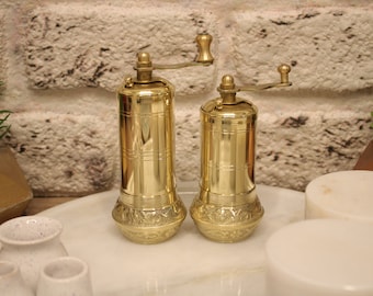 Traditional Turkish Brass Grinders ,Spice Grinder, Handmade Mill, Brass Pepper Mill,Pepper Grinder, Brass Home and Kitchen Decor, READ!