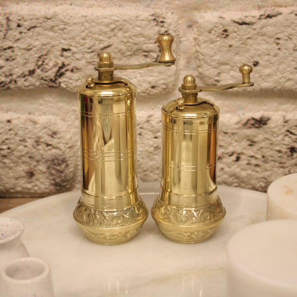 Vintage Brass Salt and Pepper Grinders Etsy