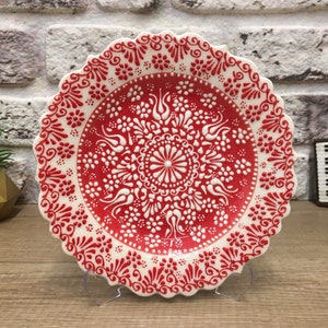 7&quot; Turkish Tile Decorative Plate With Stand Ceramic Dish Wall Art Farmhouse Decor Living Room Wall Art Handmade Pottery Wall Hanging Gift