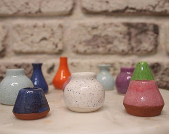 Set of 10 Handmade Miniature Ceramic Vase, Glazed Pottery, Perfect Gift for Miniature Lovers, Small Decorative Pottery Vases , Ceramic Gifts