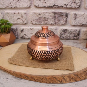 Traditional Turkish Copper Sugar Bowl | Copper Delight Bowl , Copper Pot , Cute Home and Kitchen Decor