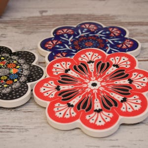 Keramische onderzetters, set van 4 | Tegelonderzetter met traditionele Turkse patronen