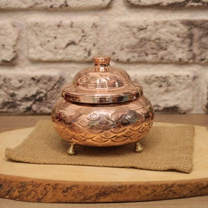Handmade Copper Sugar Bowl: Turkish Delight Candy Bowl