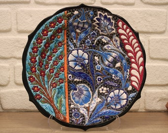12" Turkish Tile Decorative Plate Handmade Ceramic Dish Wall Art Plates Unique Decor Living Room Wall Art Plate Pottery Wall Hanging Plate