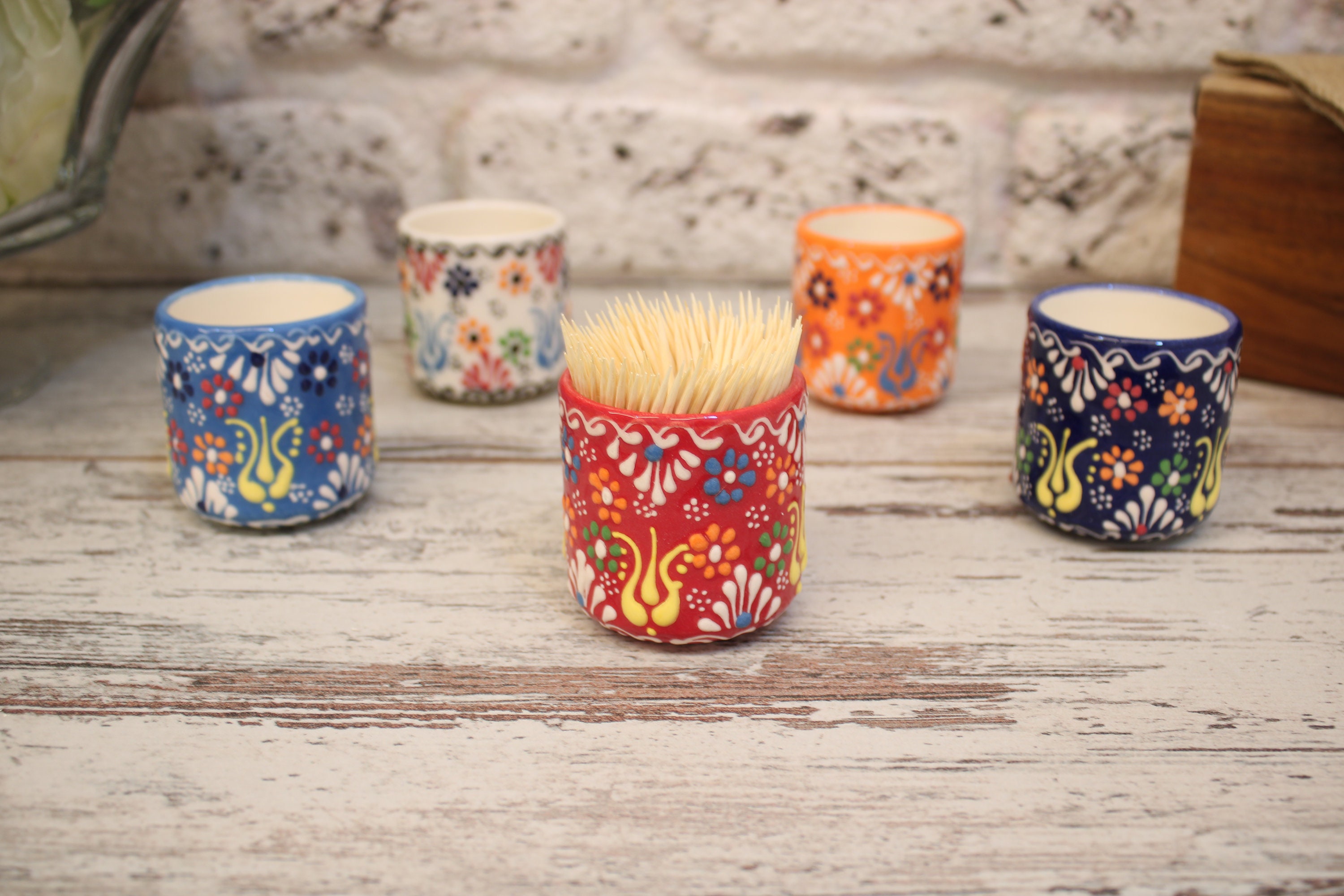 Ceramic Toothpick Holder Turkish Pottery Home and Kitchen Etsy