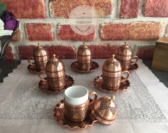 Traditional Turkish Coffee Cups, Engraved Turkish Coffee Cup , Handmade Copper Coffee Cups