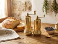 Handmade Turkish Brass Pepper Mill: Traditional Spice Grinder.