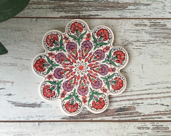Traditional Turkish Tile Trivet 7",Ceramic Trivet,Hot Pad,Pot Holder,Home and Kitchen Decor