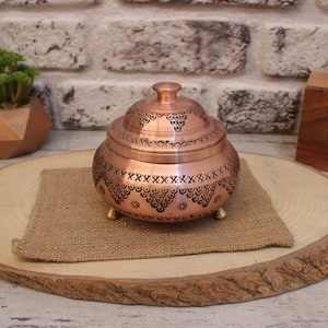 Traditional Turkish Copper Sugar Bowl | Copper Delight Bowl , Copper Pot , Home and Kitchen Decor