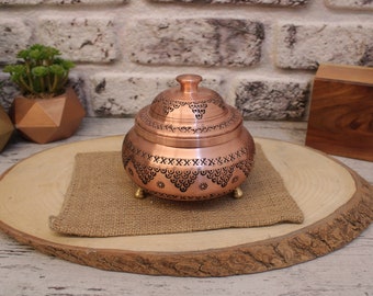 Traditional Turkish Copper Sugar Bowl | Copper Delight Bowl , Copper Pot , Home and Kitchen Decor