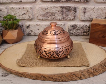 Handcrafted Turkish Copper Sugar Bowl | Unique Copper Delight Bowl, Elegant Copper Pot, Home & Kitchen Decor Accent