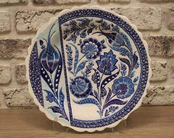 12" Turkish Tile Decorative Plate Handmade Ceramic Dish Wall Art Plates Unique Decor Living Room Wall Art Plate Pottery Wall Hanging Plate