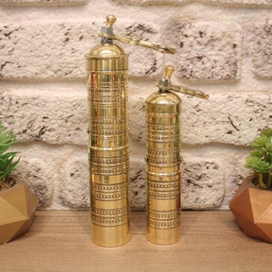 Handmade Turkish Brass Coffee Grinder , Brass Pepper Grinders ,  Adjustable Grinding Brass Pepper Mill, READ!