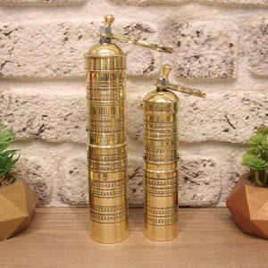 Turkish Brass Coffee Grinder Handcrafted Brass Kitchen Decor Elegant Adjustable Grinding Vintage Brass Kitchen Decor Pepper Mill READ!