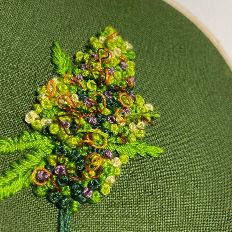 Cannabis Bud Embroidery Hand Stitched Cannabis Embroidery Etsy