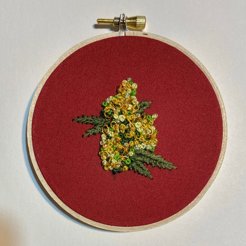 Cannabis Bud Embroidery Hand Stitched Cannabis Embroidery Etsy