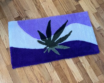 SaLE FOR SLIGHT DAMAGE Hand Tufted Cannabis Rug, Non-Slip Rug, Weed Rug, Soft Modern Rug, Gifts for Stoners, 420 Decor, Cannabis Decor