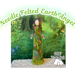 Needle Felted Earth Angel PDF Downloadable Tutorial with Bunny in a Basket, PDF Instant Download, Digital Pattern