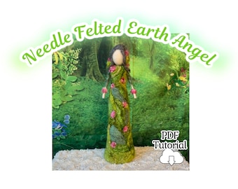 Needle Felted Earth Angel PDF Downloadable Tutorial with Bunny in a Basket, PDF Instant Download, Digital Pattern