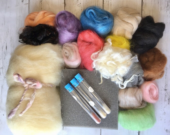 Needle Felting Kit Beginner, Complete DIY Kit With Alpaca Roving, Core