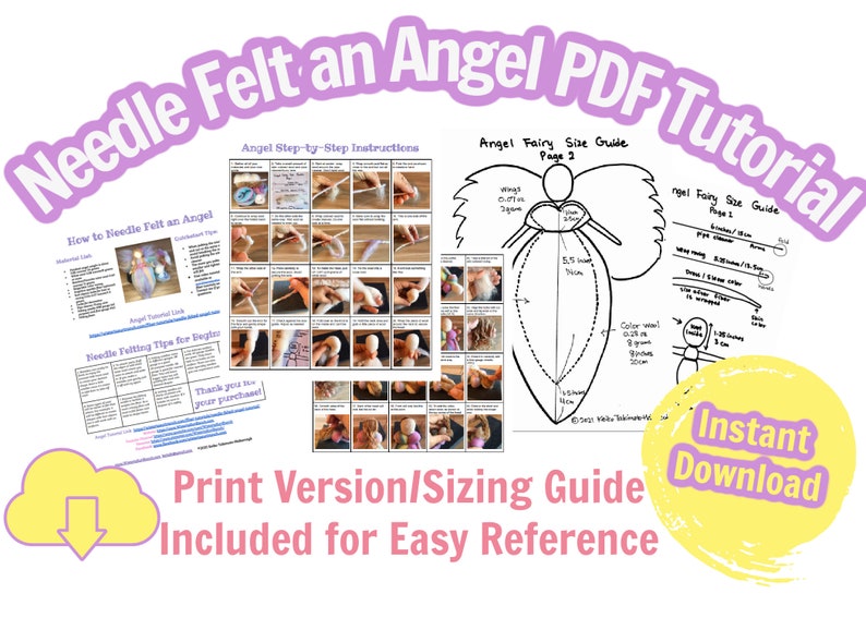 Needle Felting Tutorial Angel Fairy, PDF Instant Download, Digital Pattern image 3