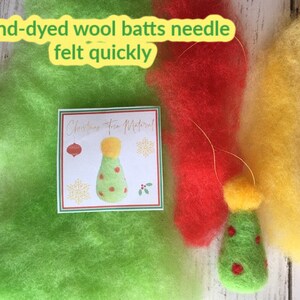 Needle Felting Kit Beginner DIY Christmas Ornament Set, Santa, Snowman, Tree image 9