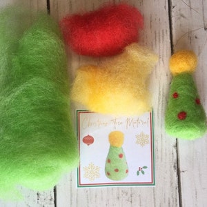 Needle Felting Kit Beginner DIY Christmas Ornament Set, Santa, Snowman, Tree image 4