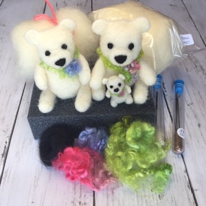 Needle Felting Kit Beginner, Felted Bear DIY Craft, Holiday Gift image 3