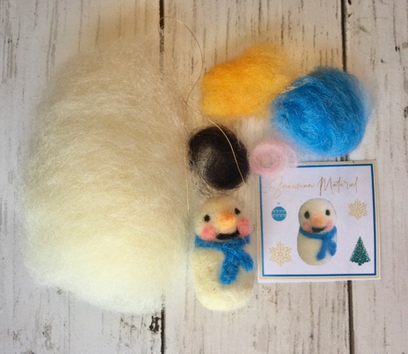 Needle Felting Kit Beginner DIY Christmas Ornament Set, Santa, Snowman, Tree image 5